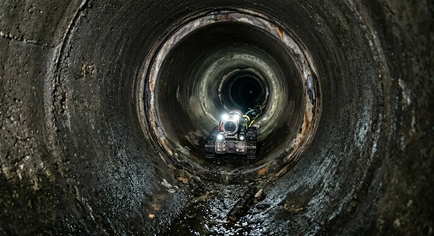 Robotic sewer camera inspecting pipe interior for Drain Snake Service in Bryan